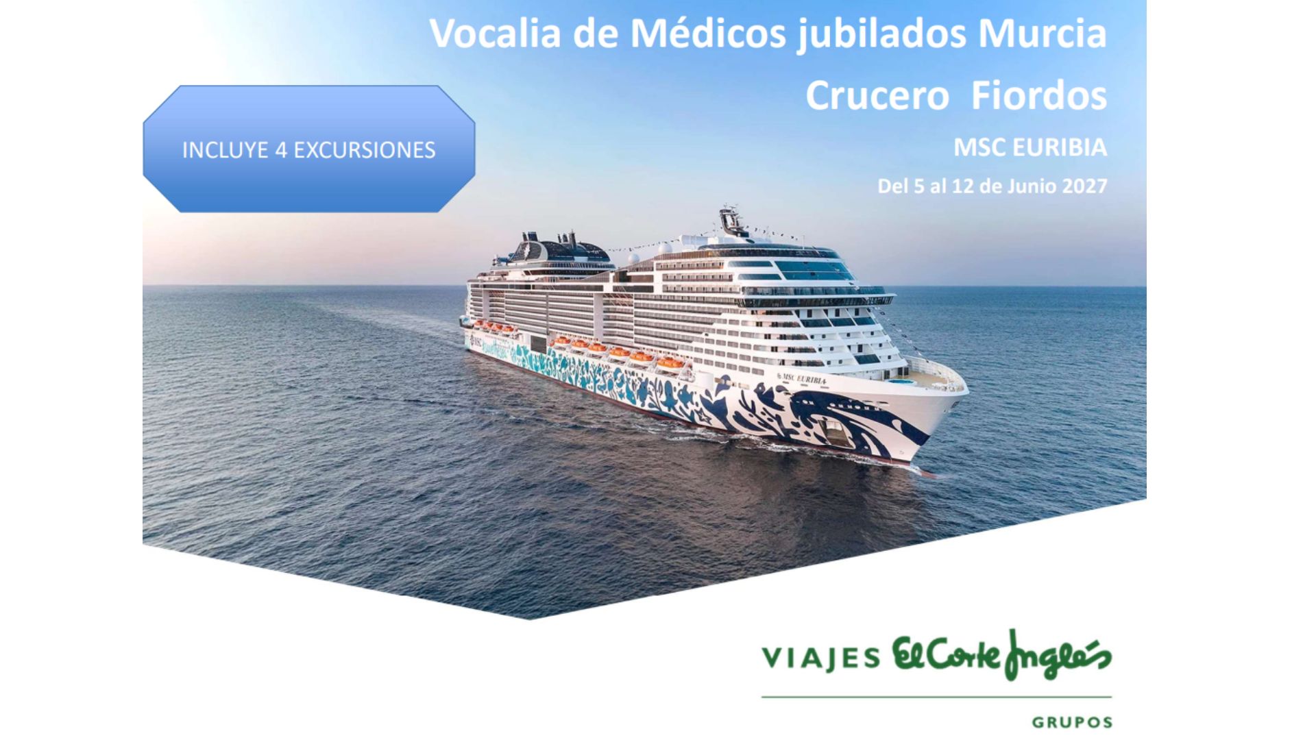 Crucero fiordos noruegos del 5 al 12 de junio de 2027 promovido por la Vocalía de Médicos Jubilados