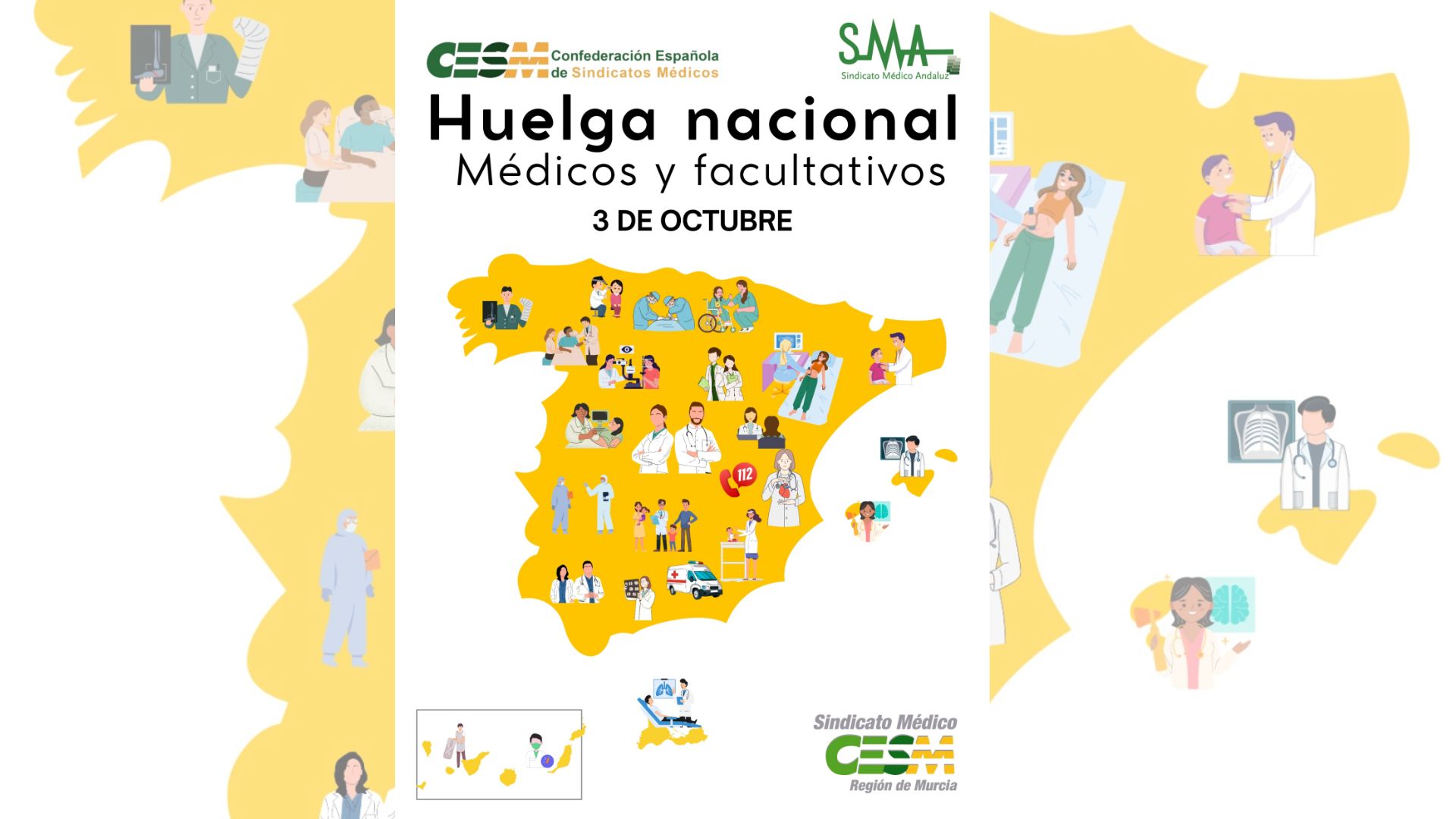 Respaldo de los Colegios de Médicos a la huelga de médicos del 3 de octubre en defensa de la profesión y de la calidad asistencial. <strong>Animamos a la profesión médica a defender nuestros intereses profesionales en las movilizaciones convocadas</strong><br>