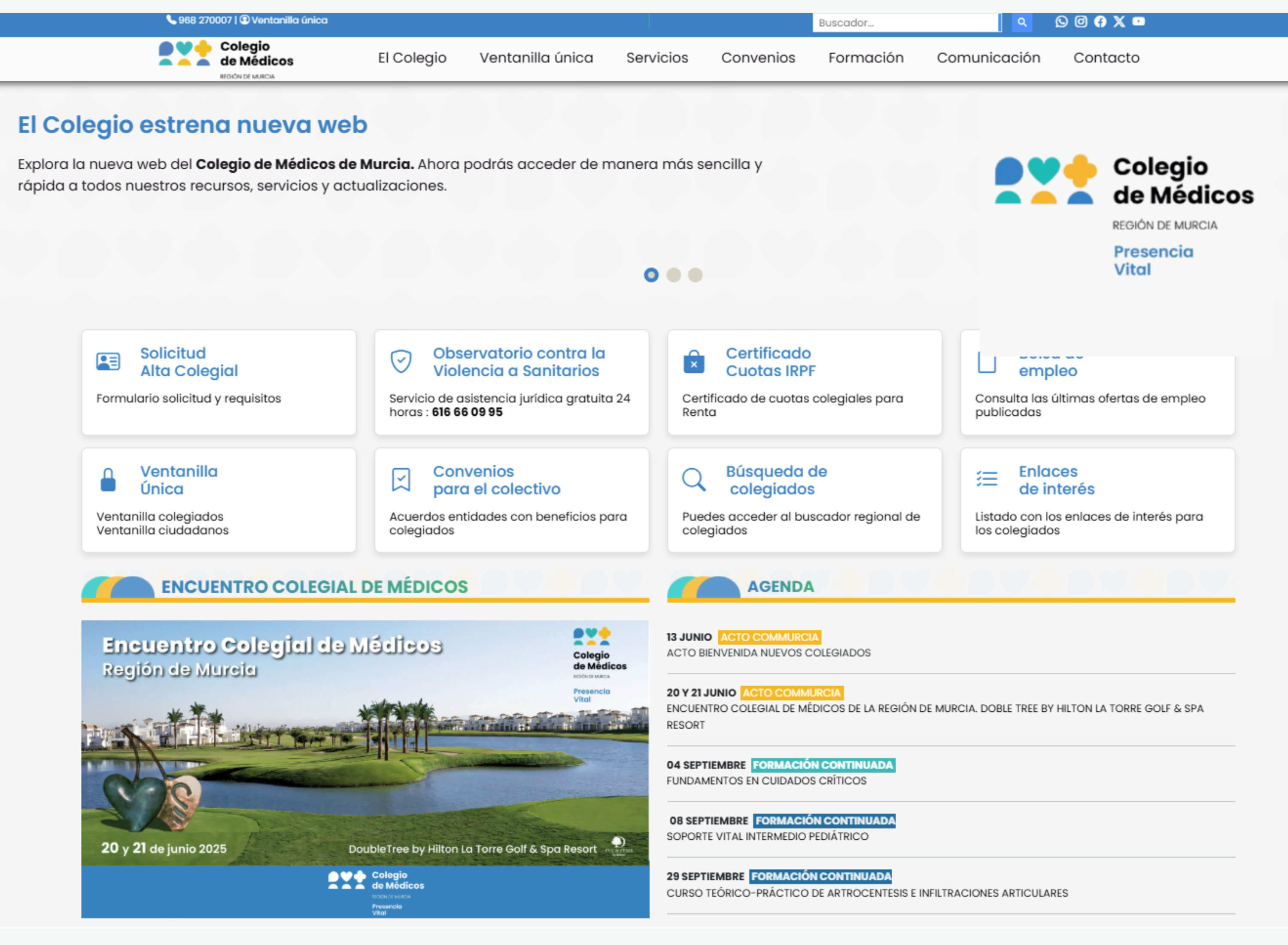 El Colegio de Médicos de la Región de Murcia estrena nueva web<br>